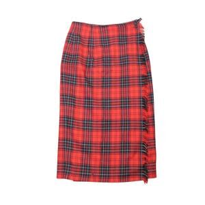 Vintage 80s Rafaella red and black plaid midi straight wrap skirt 29"